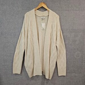 NEW Croft & Barrow Womens Cozy Cable Knit Cardigan Sweater Cream XL Relaxed